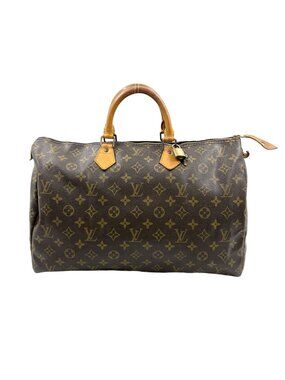 Louis Vuitton Speedy 40 Monogram Leather Brown Handbag Gold